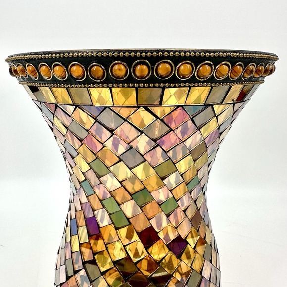 VTG PartyLite Global Fusion Hurricane Mosaic Glass Candle Holder P8366 12" Tall - Picture 6 of 16